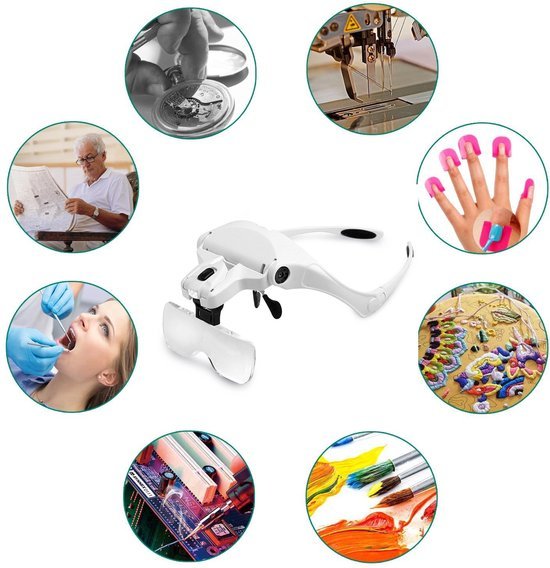 Unyqoos® Verstelbare loepbril met LED-verlichting voor precisiewerk en hobby's