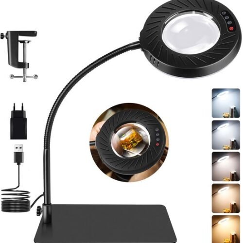 Unyqoos® Dimbare LED Vergrootlamp met Standaard en Diverse Kleurmodi voor Precisiewerk