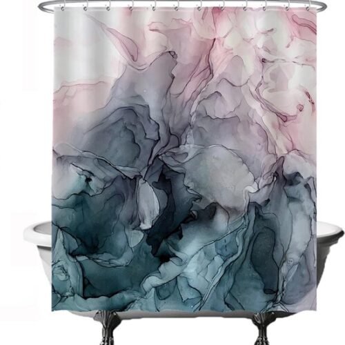 550x568-9.jpg Unyqoos® Stijlvol Douchegordijn Met Pastelkleurige Aquarelprint, Anti-Schimmel, Waterafstotend, Inclusief Ringen, 180 x 200 cm