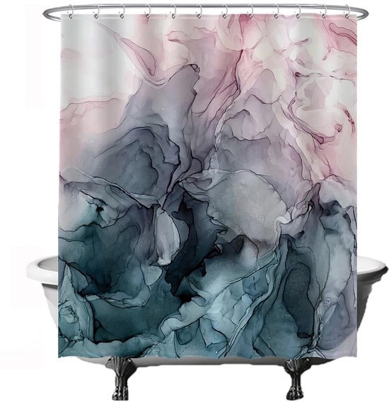 Unyqoos® Stijlvol Douchegordijn Met Pastelkleurige Aquarelprint, Anti-Schimmel, Waterafstotend, Inclusief Ringen, 180 x 200 cm