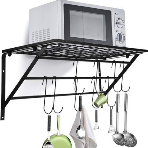 Unyqoos® Ruimtebesparend hangend keukenrek met haken en moderne uitstraling