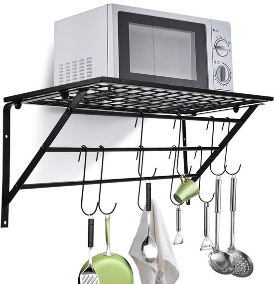 Unyqoos® Ruimtebesparend hangend keukenrek met haken en moderne uitstraling