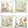 550x569-41.jpg Unyqoos ® Verfrissende Set van 4 Lentethema Kussenhoezen met Konijnen en Bloemen voor Uw Interieur