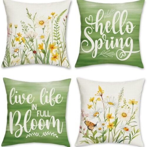 550x569-42.jpg Unyqoos ® Set van 4 Decoratieve Kussenhoezen met Lente Bloemenmotief voor Binnen en Buiten 45 x 45 cm