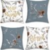 550x569-49.jpg Unyqoos® Set van 4 zachte fluwelen kussenslopen met winterse dennenappels en bladeren