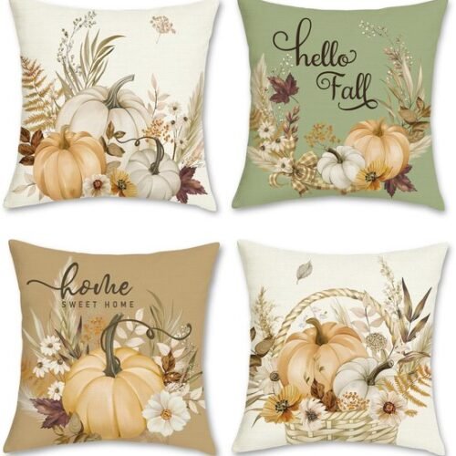 550x569-50.jpg Unyqoos® Set van 4 decoratieve herfstkussenhoezen met pompoenontwerp voor huis en tuin