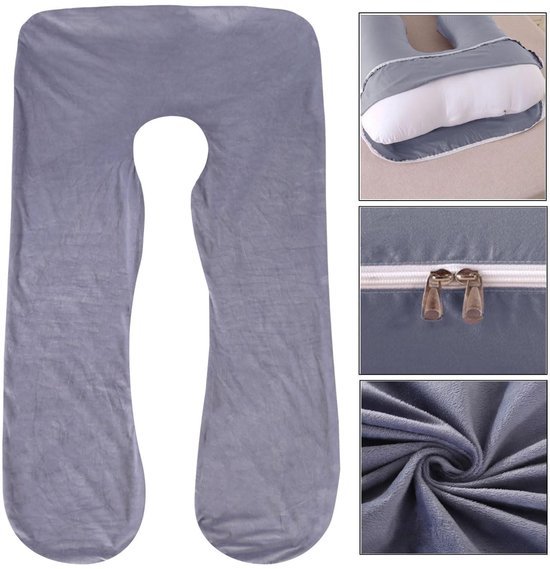 550x569-52.jpg Unyqoos® Grijze machinewasbare U-vormige kussensloop voor zwangerschapskussen 140 x 80 cm