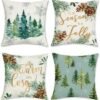 Unyqoos® Set van 4 decoratieve kussenslopen winterthema voor huis en slaapkamer