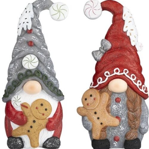 Unyqoos® Set van twee decoratieve kabouters met peperkoek voor binnen en buiten