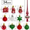Unyqoos® Set van 34 onbreekbare kerstballen en piek voor sfeervolle decoratie