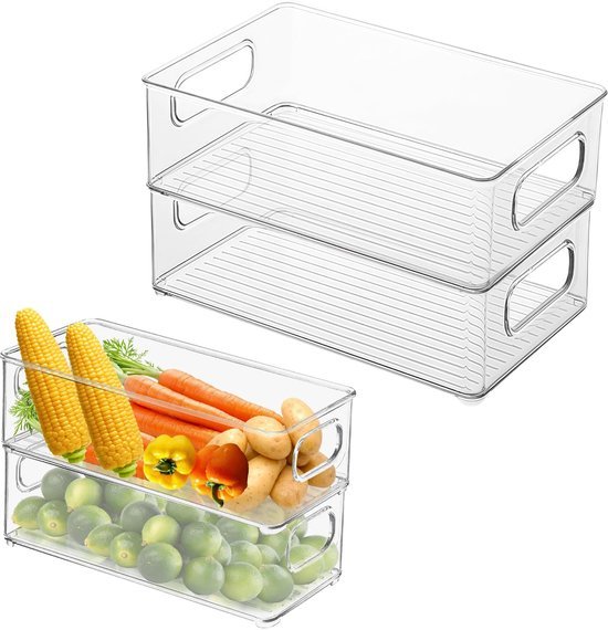 550x570-32.jpg Unyqoos® Set van vier transparante opbergboxen voor koelkast en keukenruimte