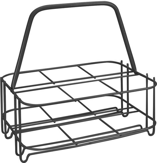 Unyqoos® Metalen flesdrager voor zes flessen met coating en handvat