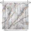 Unyqoos® Stijlvol Marmerlook Douchegordijn met Abstracte Design in Grijs, Wit en Goud, 180 x 200 cm