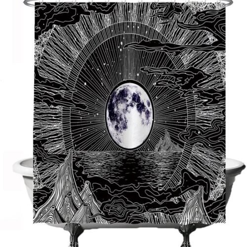 550x571-15.jpg Unyqoos® Zwart-Wit Douchegordijn met Bohemian en Natuurlijke Motieven, Anti-Schimmel en Waterdicht Design
