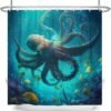 Unyqoos® Blauw Oceaan Onderwaterwereld Douchegordijn Met Zeedieren Design Voor Badkamer 180 x 200 cm