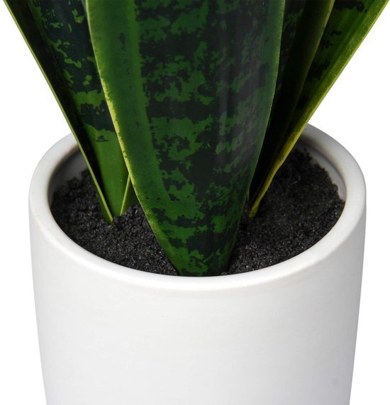Unyqoos® Decoratieve kunstplant Sansevieria in stijlvolle keramische pot voor elk interieur