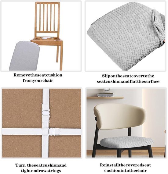 Unyqoos® Elastische grijze stoelhoezen set voor eetkamer en evenementen
