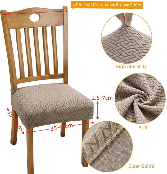 Unyqoos® Set van 4 rekbare stoelhoezen voor eetkamerstoelen met jacquard design