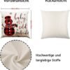 Kussenhoezen set van 4 45 x 45 cm Linnen Decoratieve Kussenhoezen voor Landhuisstijl Decoratieve Kussen Tuin Buitenkussen Sofa Kussen (Kerst Sneeuwman)