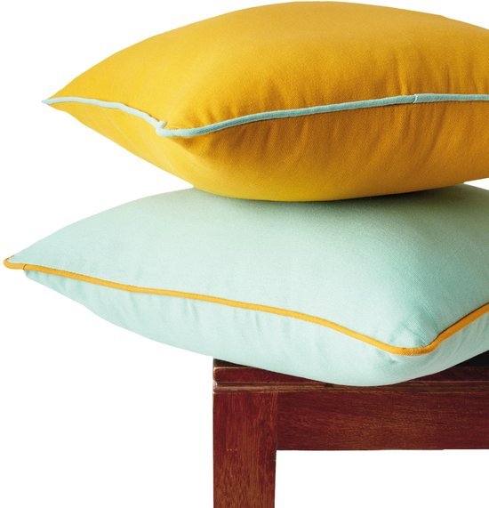 550x571-44.jpg Unyqoos® Tweekleurige kussenslopen set van 2 in mango en mintgroen voor moderne woonstijl