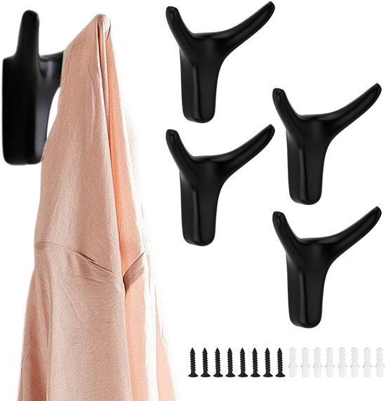550x571-50.jpg Unyqoos® Set van 4 zwarte dubbele wandhaken voor diverse toepassingen in huis en kantoor