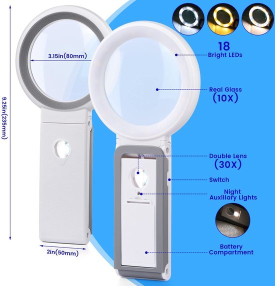 Unyqoos® Dimbare leesloep met standaard en verlichting voor optimaal zicht