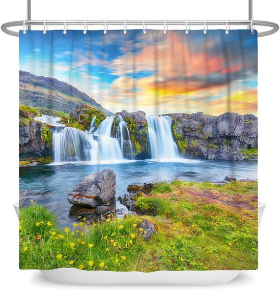 550x572-28.jpg Unyqoos® Waterafstotend douchegordijn met natuurprint voor frisse badkamerervaring