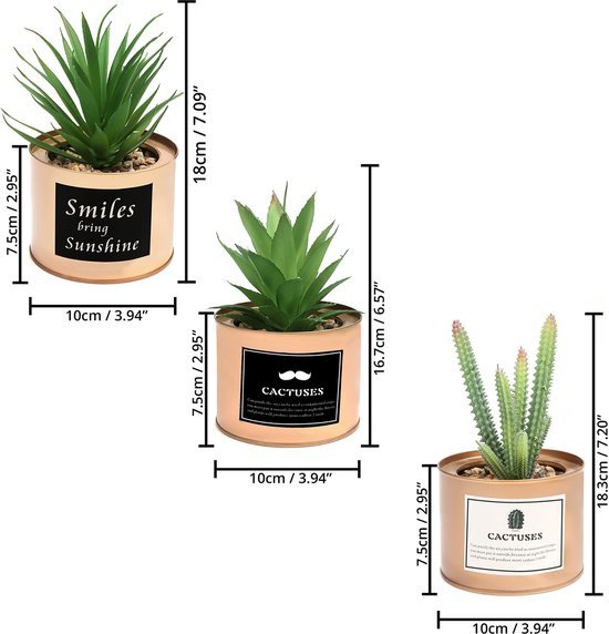 Unyqoos ® Stijlvolle Set van 3 Moderne Kunstplanten in Decoratieve Potten voor Elk Interieur