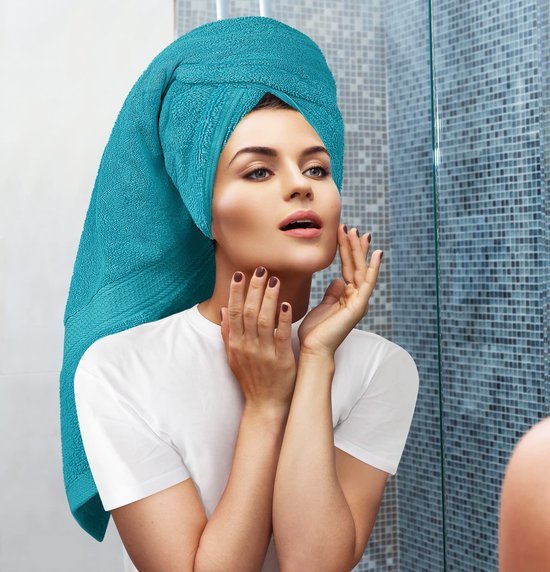 Unyqoos® Complete Luxe Badkamer Handdoekenset van Zacht Katoen met Ophanglussen in Verfrissend Turquoise