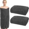 550x572-57.jpg Unyqoos® Set van Twee Extra Grote Grijze Katoenen Badhanddoeken voor Sauna en Strand