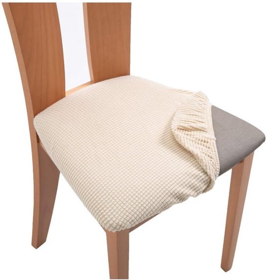 550x572-59.jpg Unyqoos® Set van 24 elastische stoelhoezen voor eetkamerstoelen in beige kleur