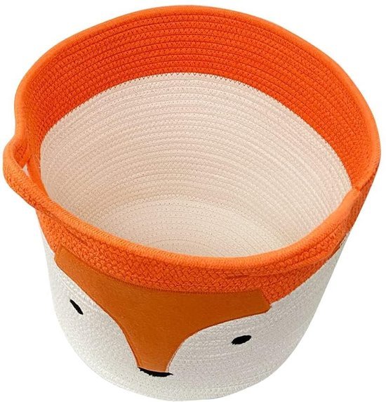 550x572-64.jpg Unyqoos® Opvouwbare Katoenen Opbergmand met Schattig Vosontwerp en Handige Handgrepen voor Kinderen