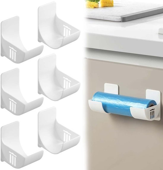 550x572-69.jpg Unyqoos® Set van 6 Wandgemonteerde Vuilniszakhouders voor Efficiënte Keukenorganisatie