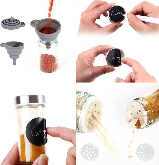 550x572-74.jpg Unyqoos® Vierkant Keuken Kruidenrek met 20 Draaibare Kruidenpotjes en Roestvrijstalen Deksel
