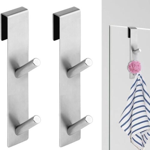 Unyqoos® Roestvrijstalen douchehaken set van 2, zonder boren, voor glazen douchewanden