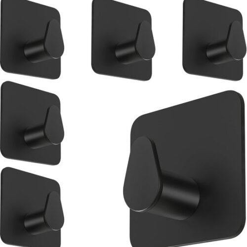550x572-83.jpg Unyqoos® Set van 6 zwarte zelfklevende haken voor eenvoudige montage zonder boren