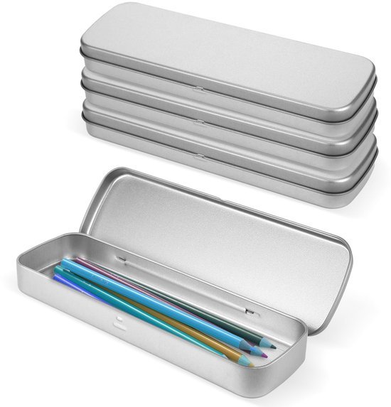 Unyqoos® Metalen opbergdoos met deksel voor pennen en meer voor kantoor en school Unyqoos® Metalen opbergdoos met deksel voor pennen en meer voor kantoor en school