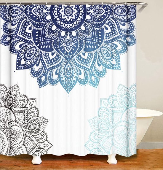 Unyqoos® Stijlvol Douchegordijn Met Boho Mandala Design En Waterafstotend Effect Voor Frisse Badkamerervaring