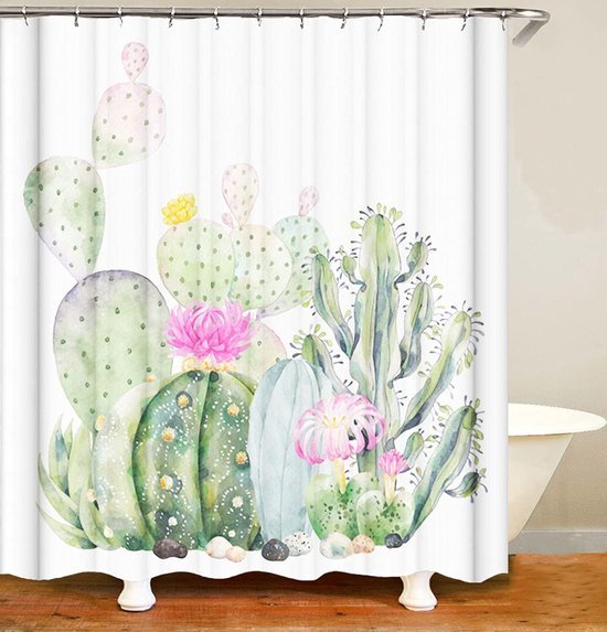 550x573-33.jpg Unyqoos® Doucheschilderij met Cactussen en Bloemen voor een Tropische Badkamerervaring