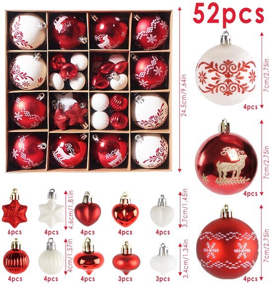 550x573-61.jpg Unyqoos® Set van 52 kunststoffen kerstballen in diverse kleuren voor feestelijke decoratie