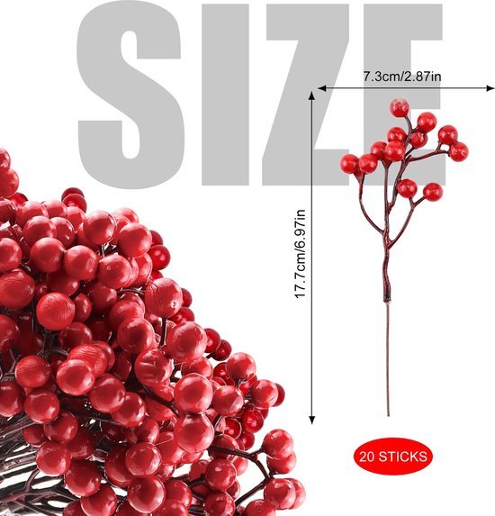 550x573-63.jpg Unyqoos® Set van 20 rode kunstbessentakken voor veelzijdige kerstversiering