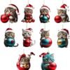 Unyqoos® Set van 10 Acryl Katten Ornamenten voor Kerstboom en Interieurdecoratie