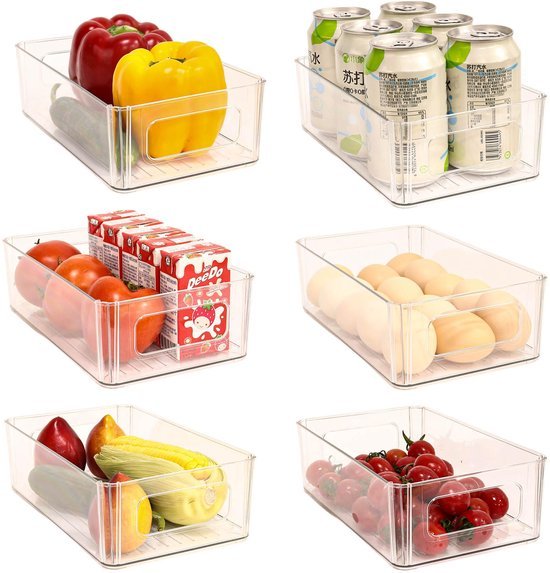 550x573-67.jpg Unyqoos® Transparante set van 6 multifunctionele opbergdozen voor koelkast en keuken