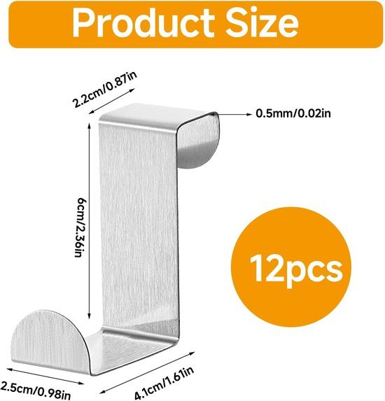 550x573-73.jpg Unyqoos® Set van 12 Roestvrijstalen Deurhaken voor Eenvoudige en Flexibele Opbergruimte