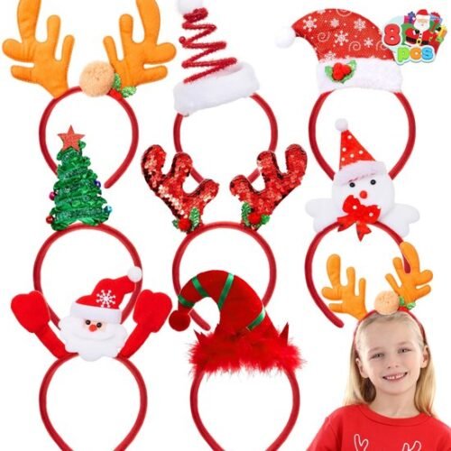 Unyqoos® Feestelijke 8-delige kersthaarbandenset voor kinderen en volwassenen