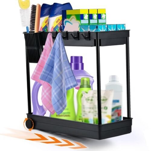 Unyqoos® Veelzijdige Onderkast Organisator Met Wielen En Accessoires Voor Keuken En Badkamer Opslag