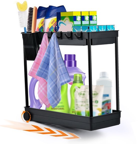 Unyqoos® Veelzijdige Onderkast Organisator Met Wielen En Accessoires Voor Keuken En Badkamer Opslag