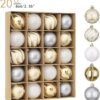 550x575-18.jpg Unyqoos® Set van 20 elegante kunststof kerstballen van 6 cm met goud en wit ontwerp