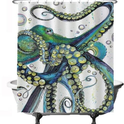 550x575-2.jpg Unyqoos® Stijlvol Douchegordijn Met Zeeleven Print, Waterbestendig En Schimmelwerend, 180 x 200 cm, Inclusief Ringen