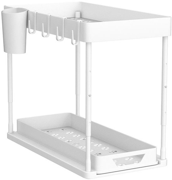 Unyqoos® Lade-organizer met Verstelbare Hoogte en Tweelaags Ontwerp voor Badkamer en Keukenopslag
